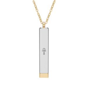 hidden message sliding bar necklace — engravable ankh pendant