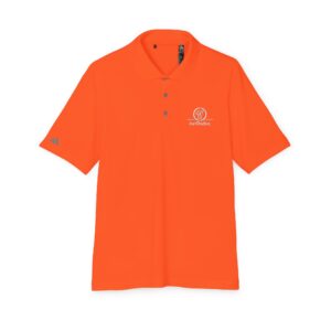 Home performance polo — high‑visibility orange with subtle white logo