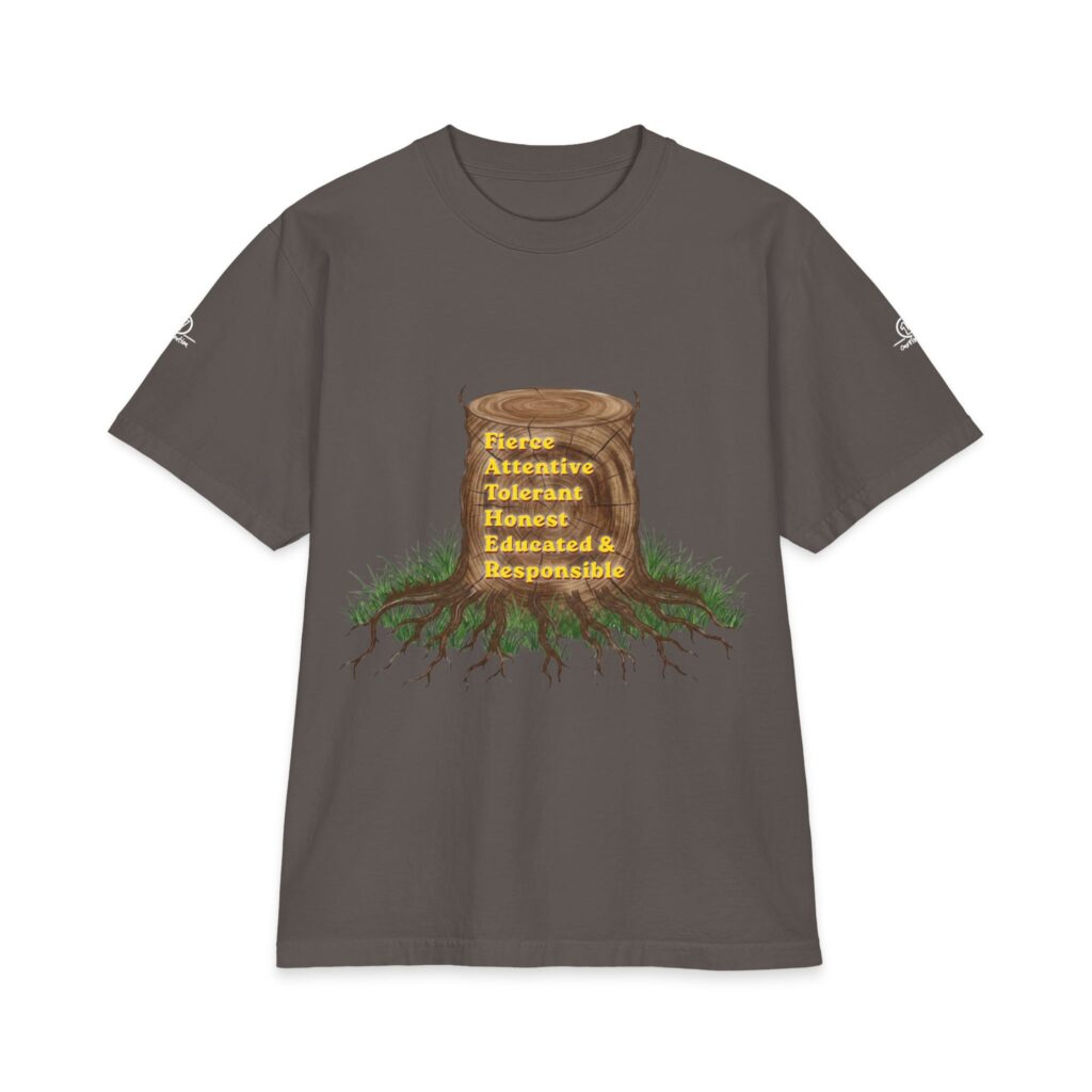 father t‑shirt — courage, active, tolerant, honest, educated & responsible
