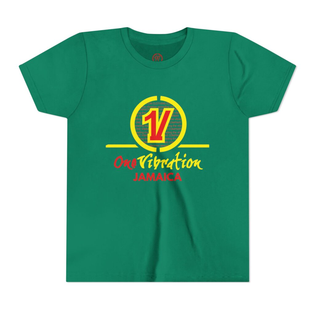 youth tee — one vibration jamaica logo shirt (reggae rasta colors)
