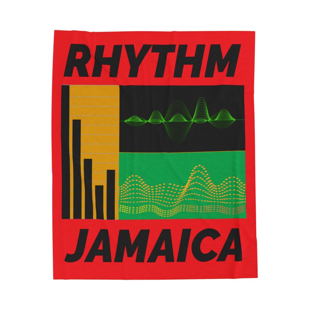 rhythm jamaica velveteen plush blanket – reggae wave graphic throw