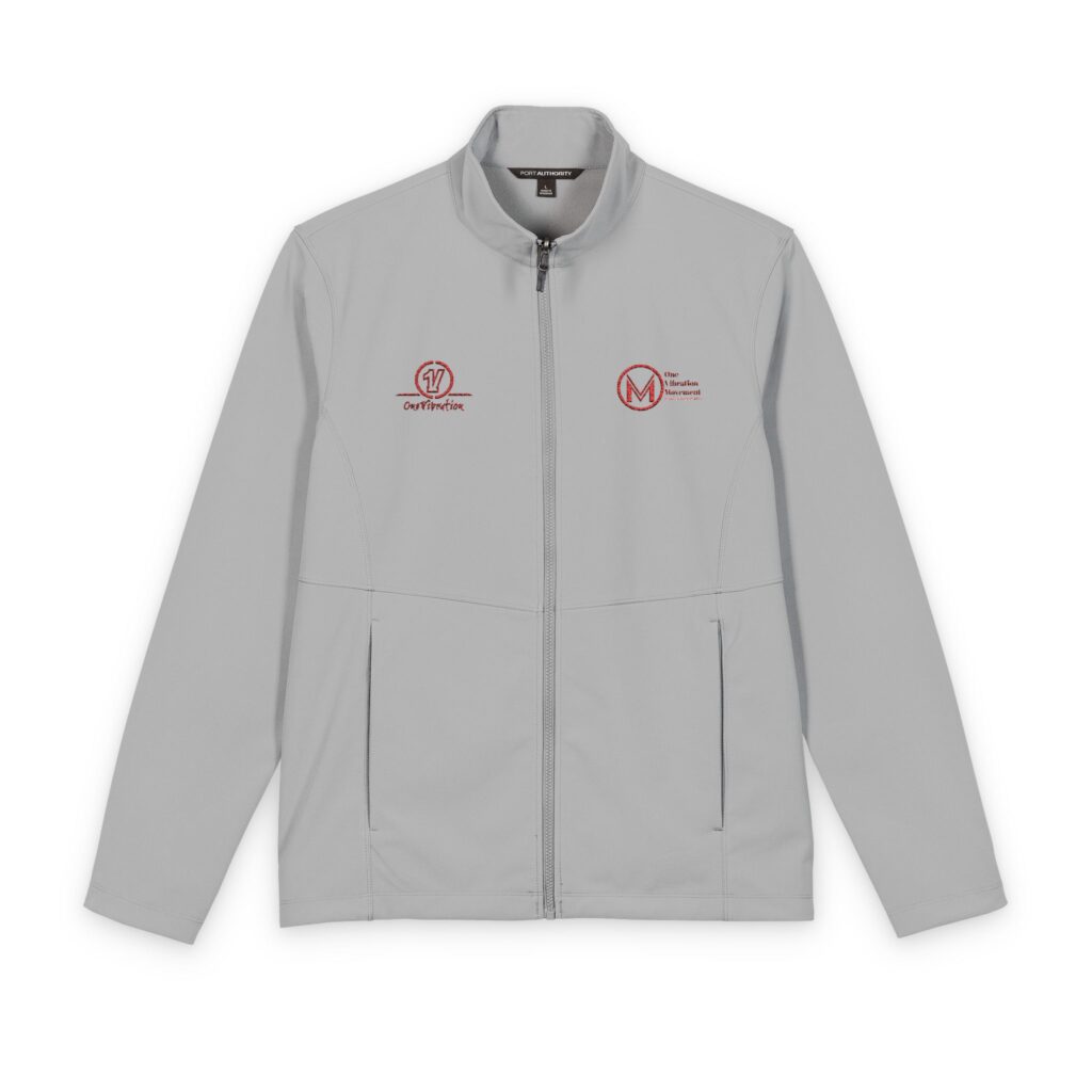 men's soft shell jacket — embroidered one vibration logos