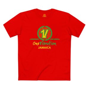 onevibration jamaica t shirt — reggae vibe red tee