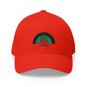 embroidered jamaica rainbow cap — red closed back structured hat