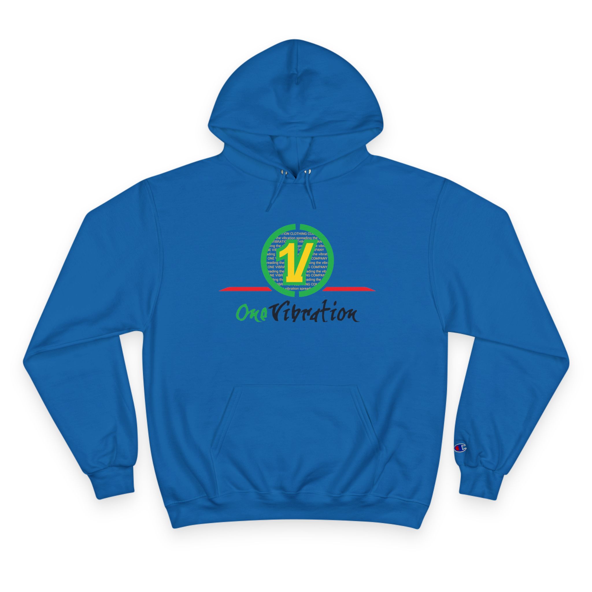 champion hoodie — "one vibration guyana" logo pullover champion hoodie — "one vibration guyana" logo pullover