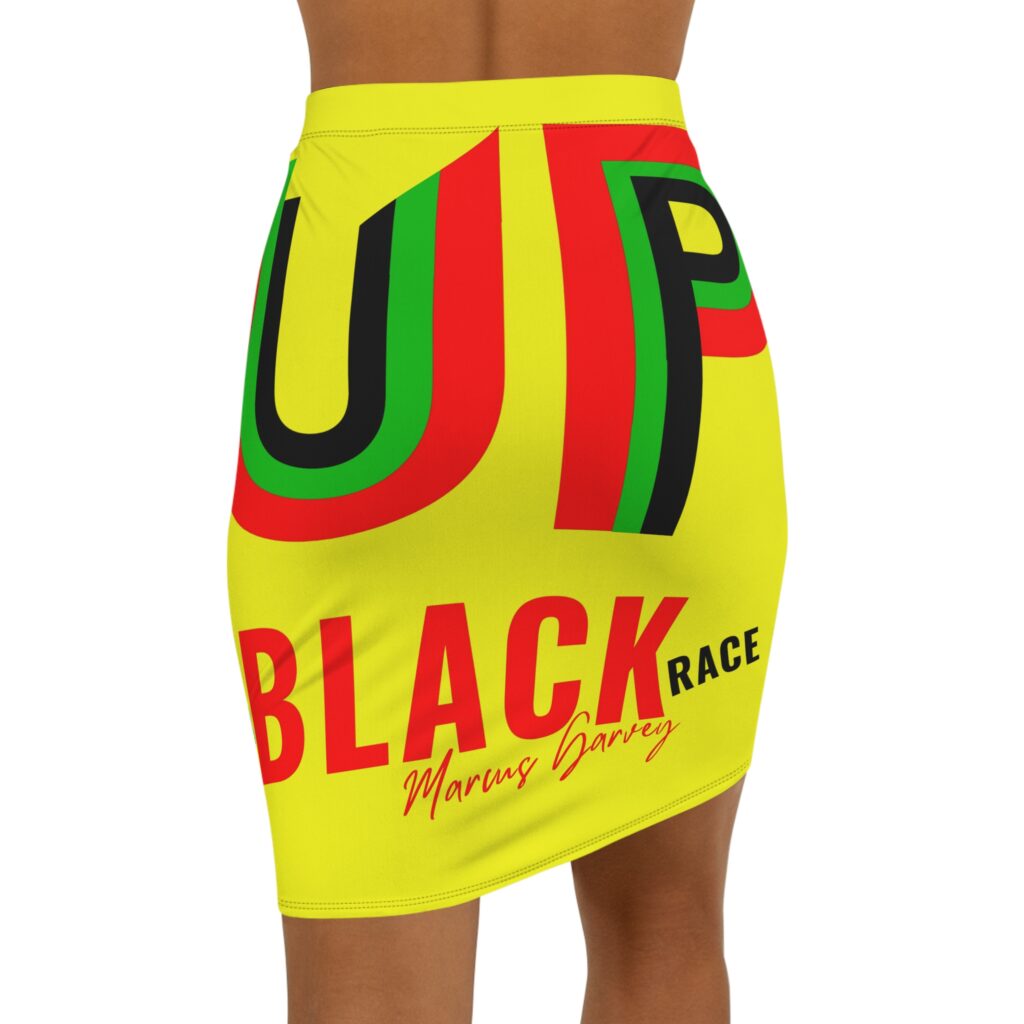 up you black race pencil skirt — 'black race' bold afrocentric print