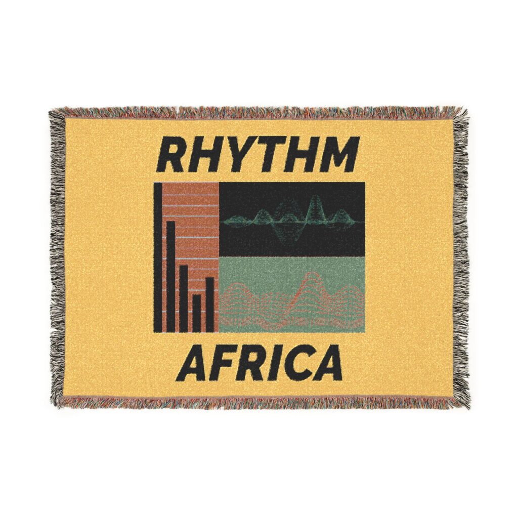 rhythm africa woven blanket — retro music graphic throw