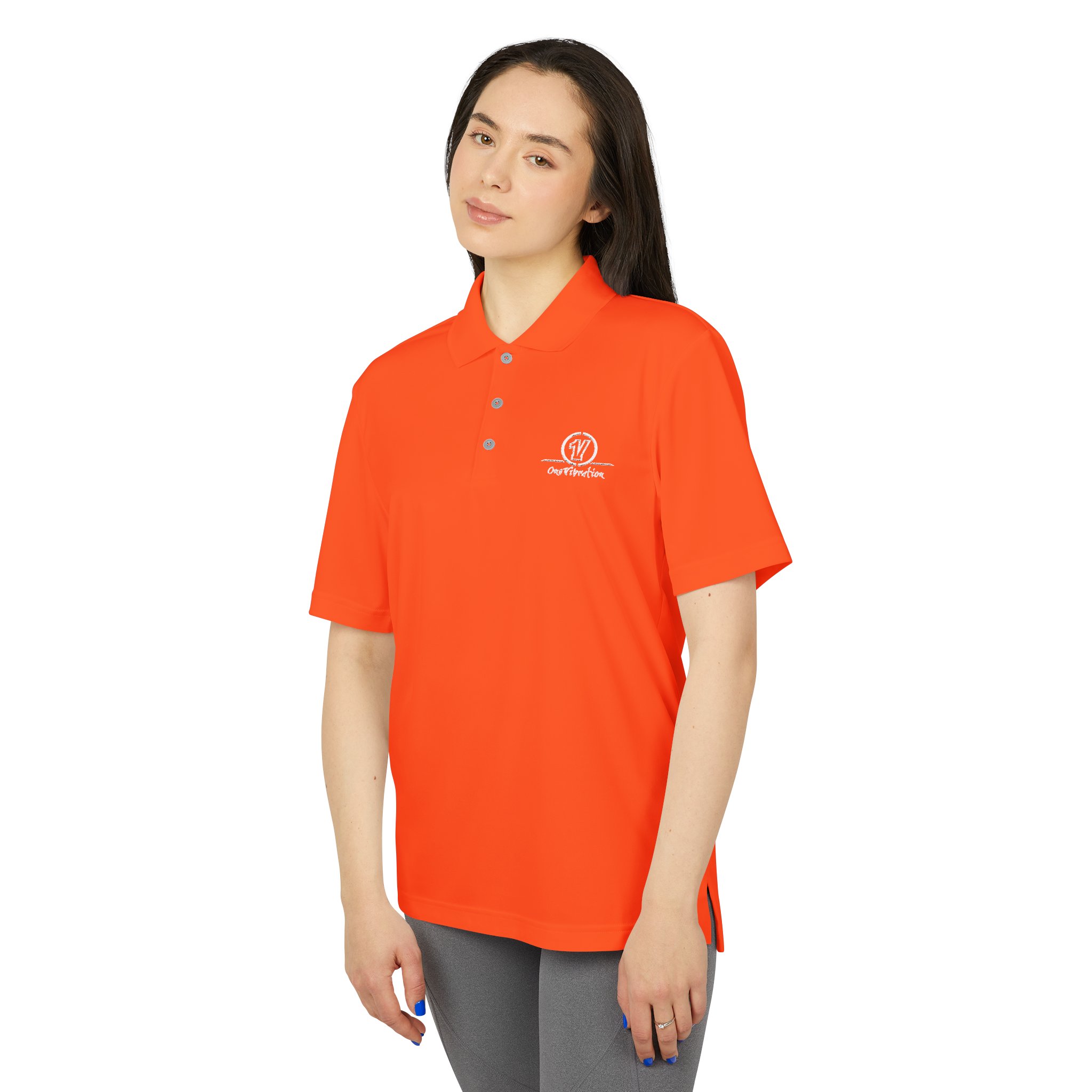 performance polo — high‑visibility orange with subtle white logo performance polo — high‑visibility orange with subtle white logo