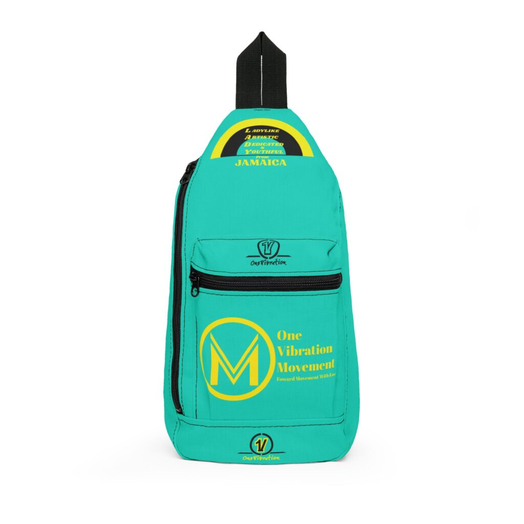 turquoise the vibration movement logo sling bag – compact crossbody sling bag