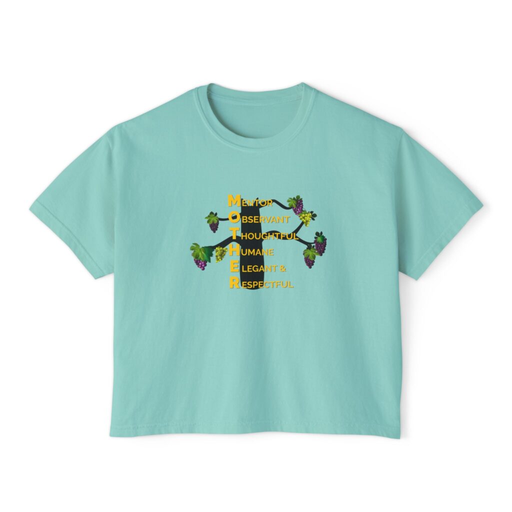 mother acronym— floral empowerment graphic tee (respectful, elegant, thoughtful)