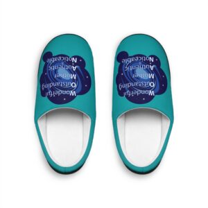 women's indoor slippers — 'wanderful mother, outstanding auntie' cozy teal house slippers