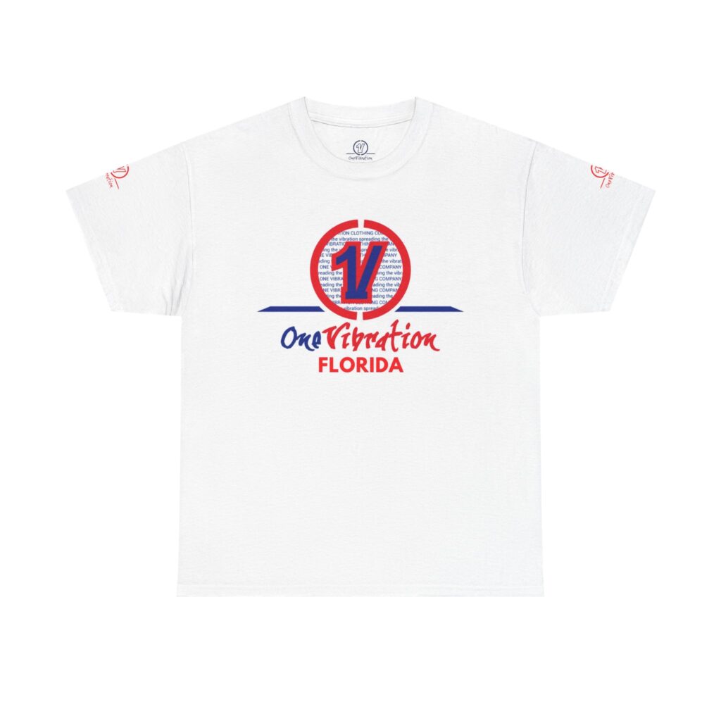 one vibration florida t shirt — retro red & blue logo tee