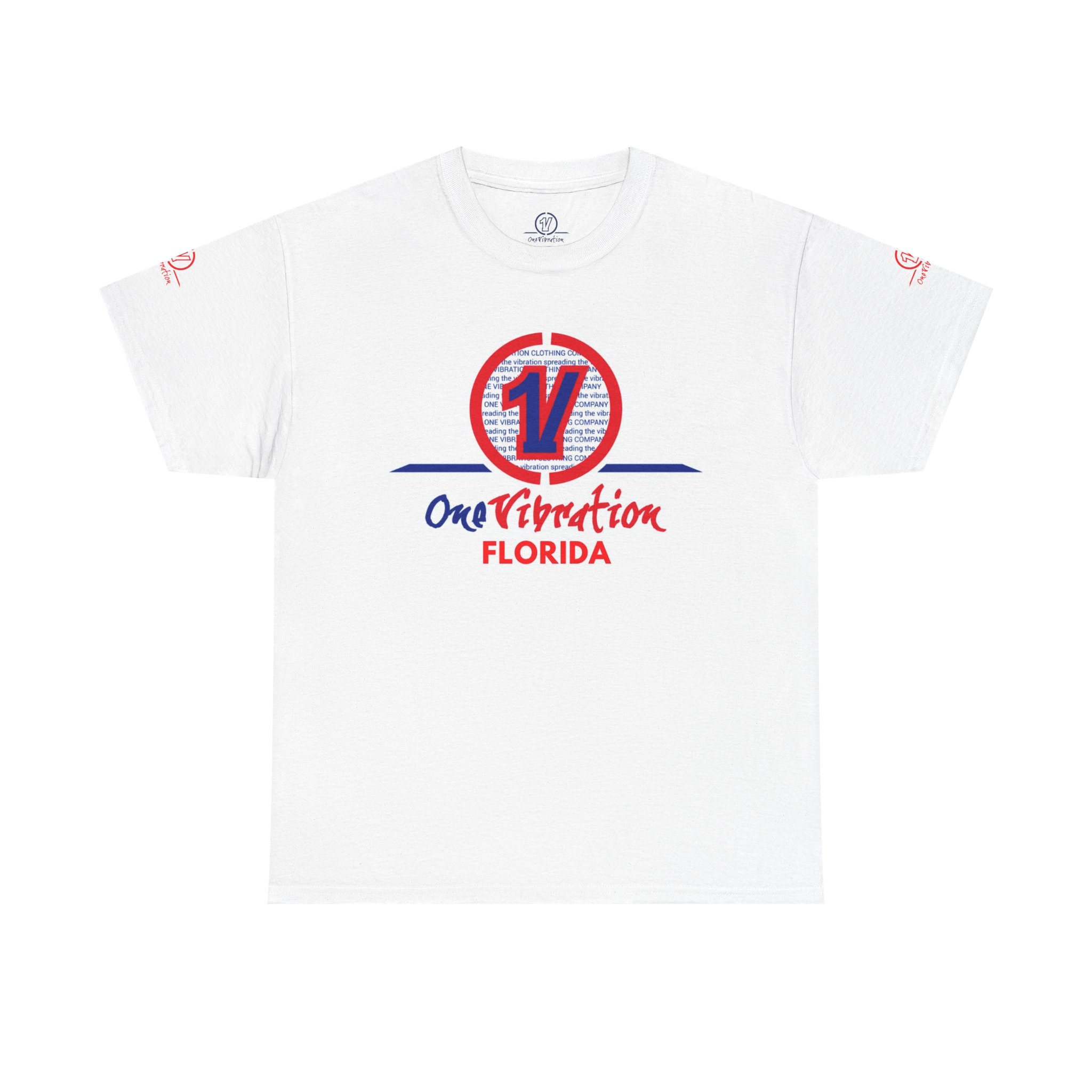 one vibration florida t shirt — retro red & blue logo tee one vibration florida t shirt — retro red & blue logo tee