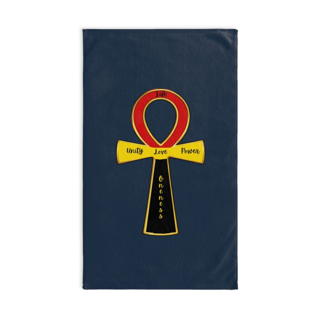 ankh hand towel — unity love power egyptian symbol kitchen & bath decor