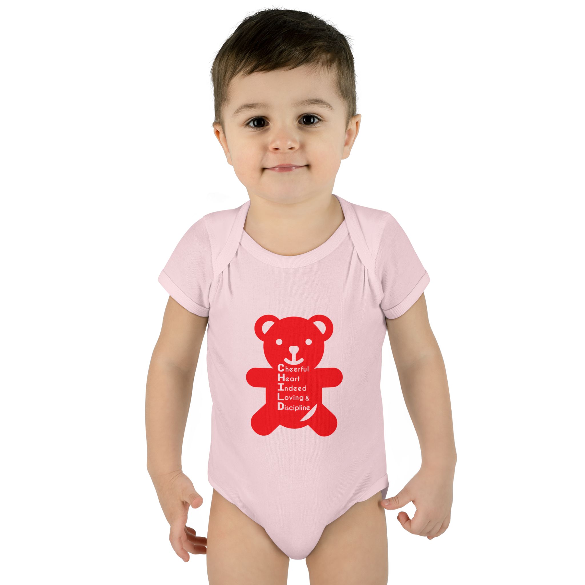baby bodysuit — red teddy 'child graphic' infant onesie baby bodysuit — red teddy 'child graphic' infant onesie